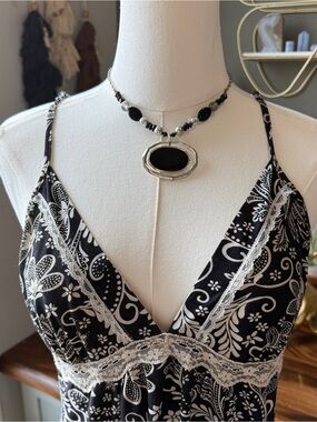 Studio Donatello Lace Trim Paisley Mini Dress S